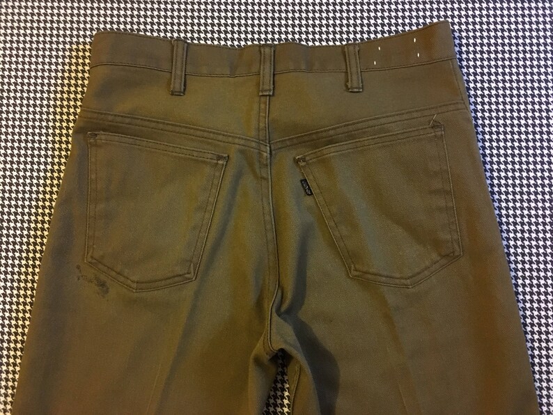 1970's, Big E, Levi's, flare leg, jeans, in army green, size 32x30 image 5