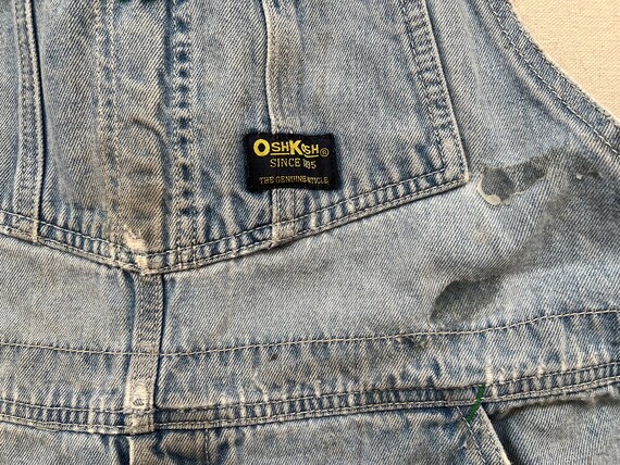 1990's, worn/distressed, denim overalls by Osh Ko… - image 3