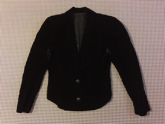 1980's, black, velvet, tailored waist, blazer, Wo… - image 1