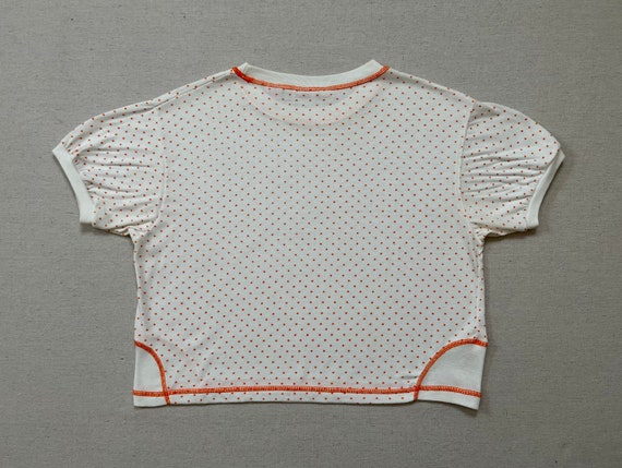 1980's, semi-cropped tee in white with orange sta… - image 7