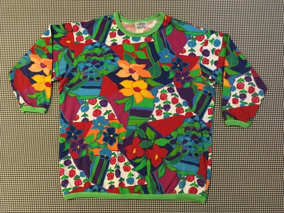 1990's, bold and colorful, abstract, floral print… - image 1