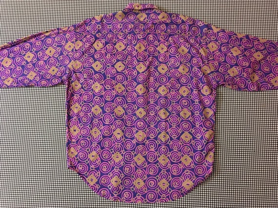 1980's, button up, collar shirt, in purple, with … - image 10