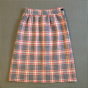 Années 1960, laine, jupe à carreaux, en blanc, rouge et marine