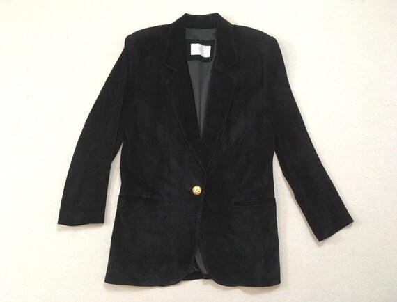 1990's Suede Blazer Style Jacket in Black | Etsy