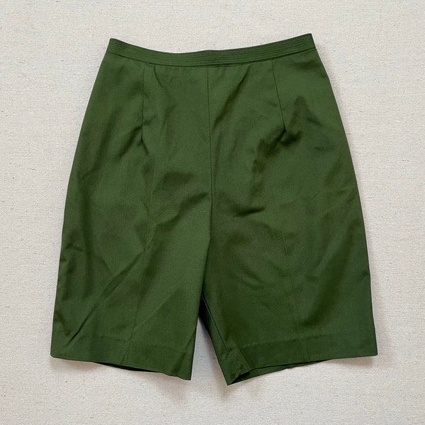 1960's, high-darted-waist shorts in olive