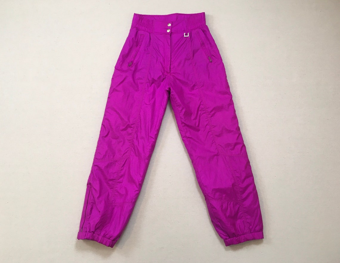 1980's high waist nylon ski pants in fuchsia by | Etsy