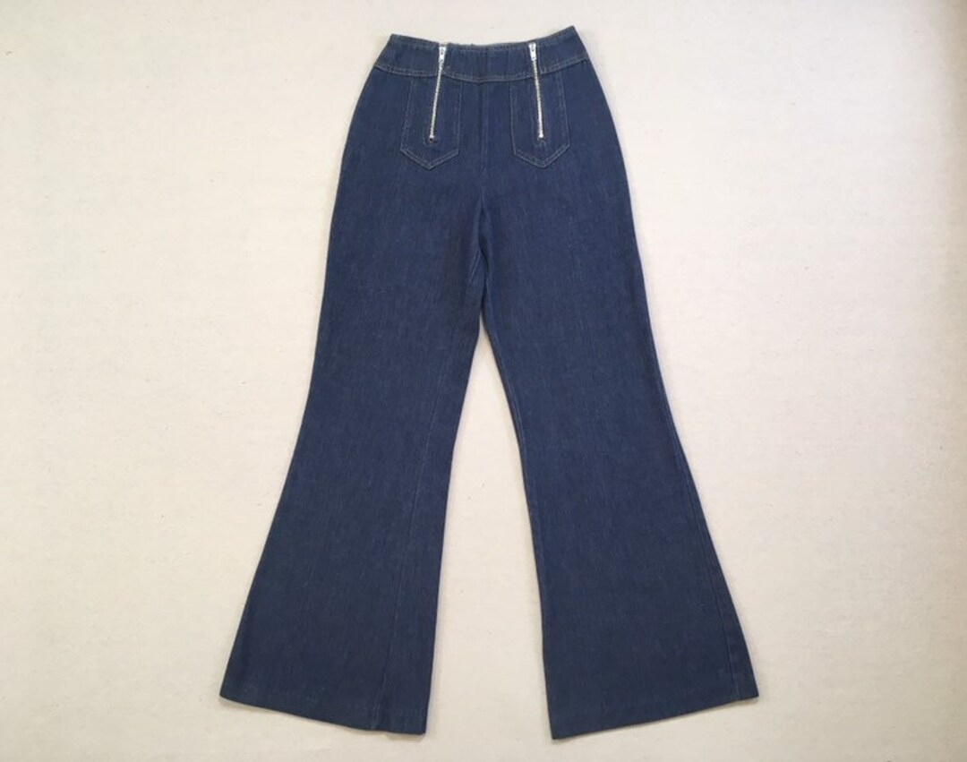 1970's High Waist Zip Bib Waist Bell Bottom Jeans - Etsy