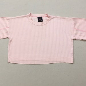 1990&#39;s, cotton, rib knit, cropped tee, in pale pink
