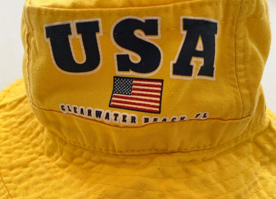 1990's, cotton, canvas "USA" bucket hat in yellow - image 2