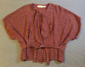1990's, slouchy, woven, tie-waist wrap, in rose, terracotta, mustard and turquoise, by Nancy Miller, Women's size Small