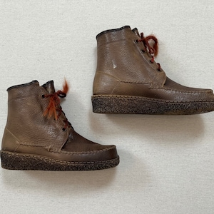 1970&#39;s, fleece lined, rubber, thick sole boots in nutmeg, Men&#39;s size 8