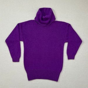 1980&#39;s, silk/angora/lambswool blend, cowl neck, tunic sweater in violet