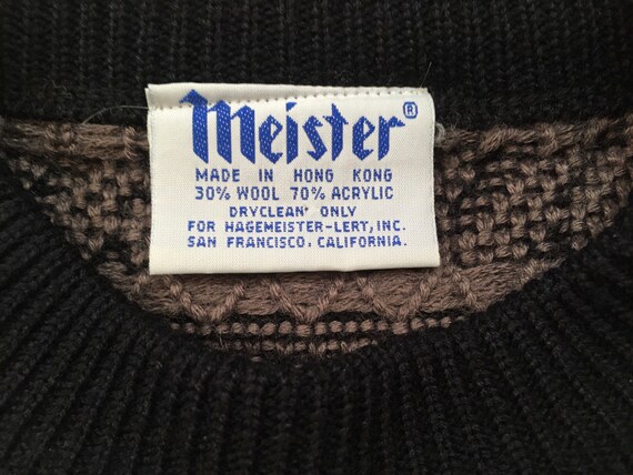 1980's, wool blend, ski sweater, in black and mau… - image 3