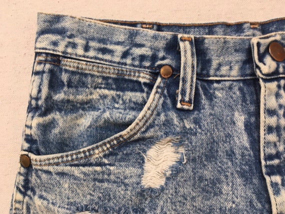 1980's, distressed, cut-off, denim shorts, in aci… - image 2