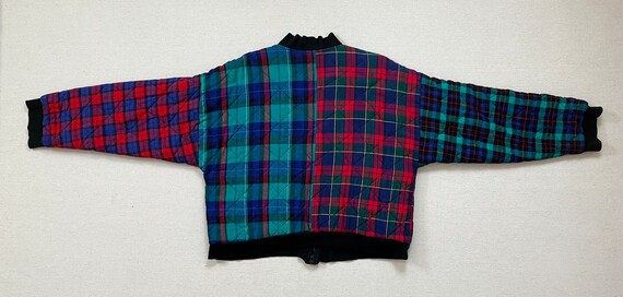 1990's, quilted, flannel, bomber jacket in multi-… - image 10