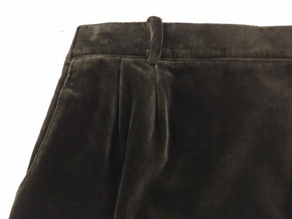1980's, A-line, velvet skirt in dark olive-gray - image 3