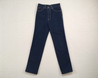 1970's, high waist, dark, stretch denim jeans, by Rusty Lopez, Women's size 28