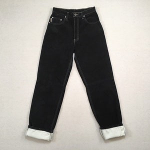 1990&#39;s, jean style, cotton lined, suede pants, in black