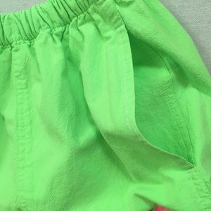 1990's, cotton, Cancun shorts, in neon green with neon pink, orange and blue image 4