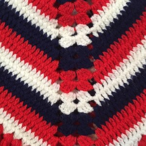 1970's, afghan square shawl, in red, white and navy image 6