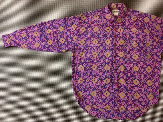 1980's, button up, collar shirt, in purple, with … - image 8
