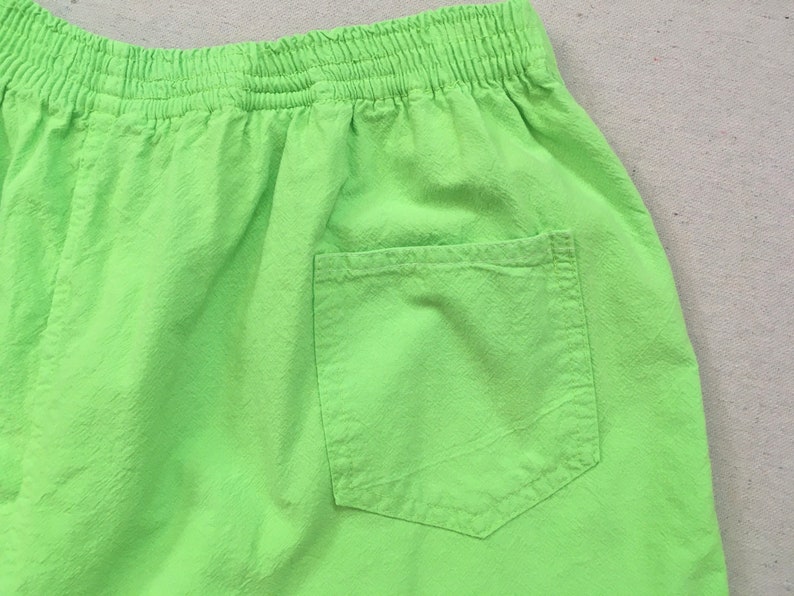 1990's, cotton, Cancun shorts, in neon green with neon pink, orange and blue image 10