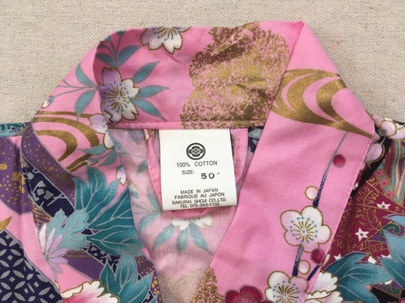 1980's, cotton kimono, in pink, with lavender, aq… - image 3