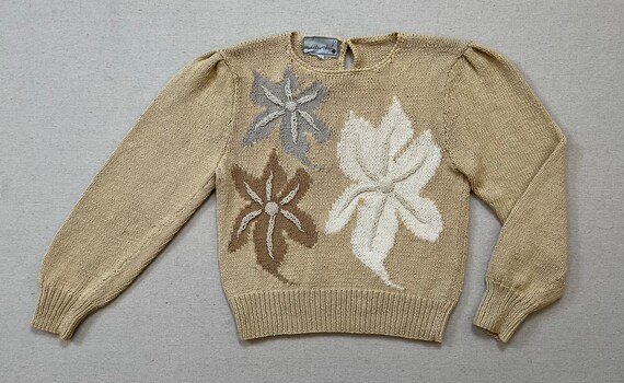 1980's, sweater in cream with white, gray and bei… - image 7