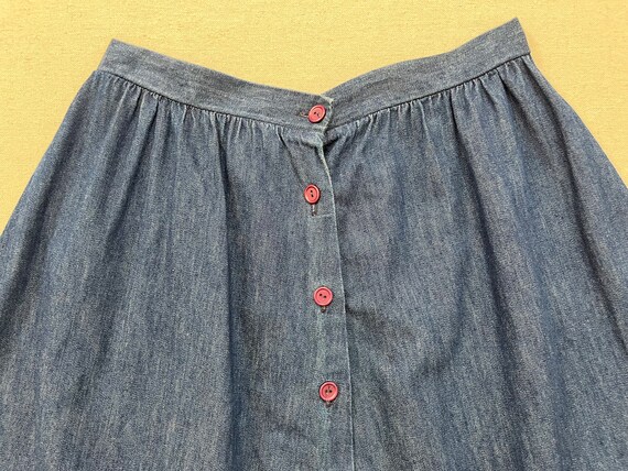 1980's, denim button front, ruffle skirt - image 3