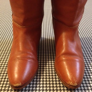 1970's, rusty brown leather, pull-up, boots by Hippopotamus, Women's size 6 image 2