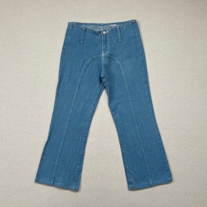 1990&#39;s, low rise, bareback, wide bootcut, stretch jeans in light wash by Watch L.A.