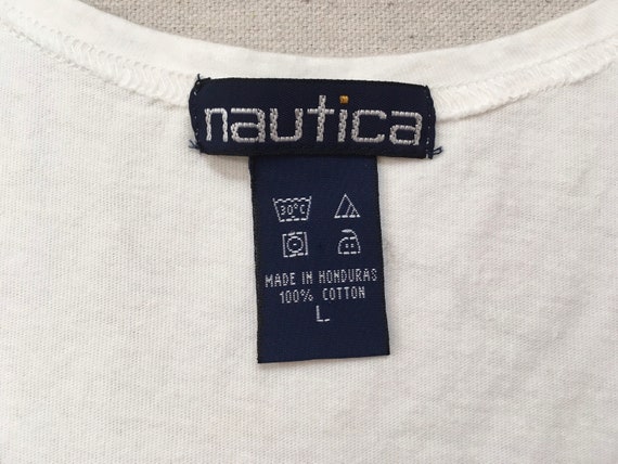 1990's, cotton, NAUTICA tank in white with navy a… - image 5