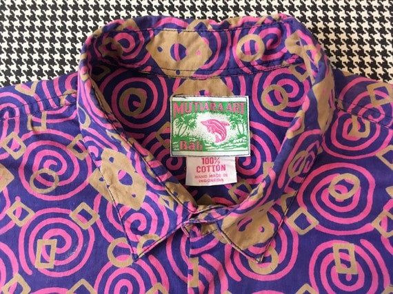 1980's, button up, collar shirt, in purple, with … - image 2