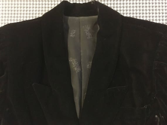 1980's, black, velvet, tailored waist, blazer, Wo… - image 2