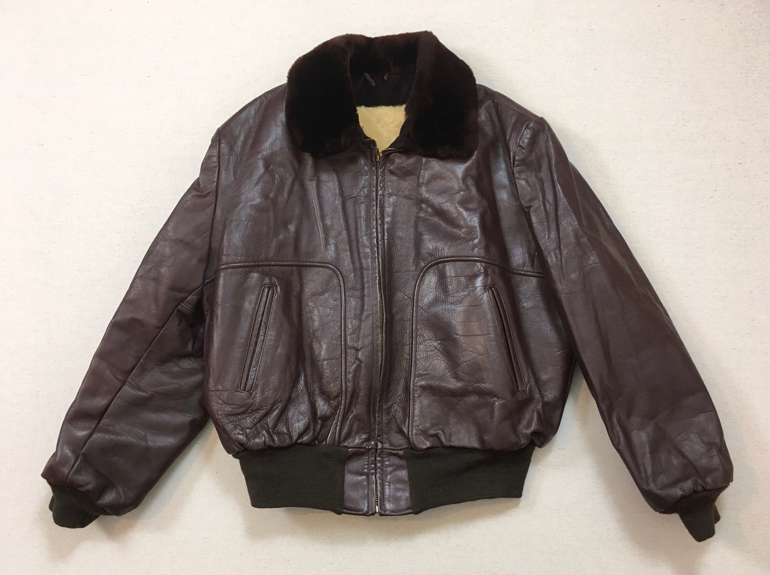1960's Sheepskin Lined Leather Bomber Jacket in | Etsy