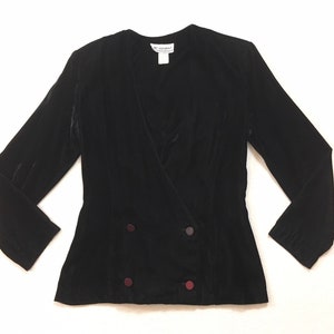1980&#39;s, double breasted, collarless, blazer, in black velvet