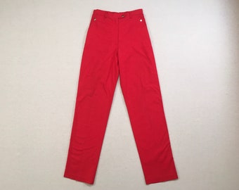 1980's, high waist, straight leg, cotton pants, in red