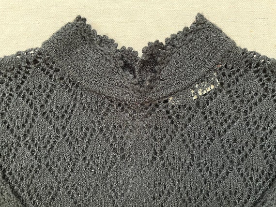 1970's, knit, belted, A-line dress in black - image 3