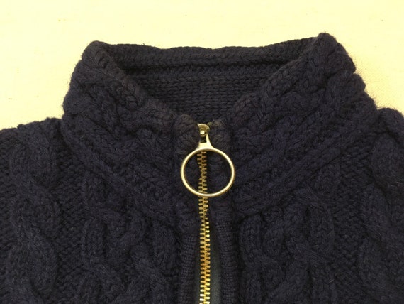 1970's, wool, zip front, mock turtleneck, cable k… - image 2