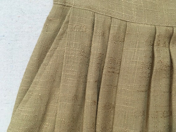 1980's, woven, rayon/flax blend, pleated skirt, i… - image 3