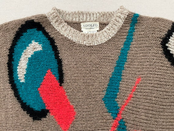 1980's, wool blend, Dolman Sleeve, tunic sweater … - image 4
