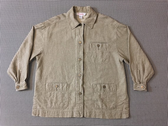 1990's, linen blend, "Utilitarian/worker" jacket,… - image 1