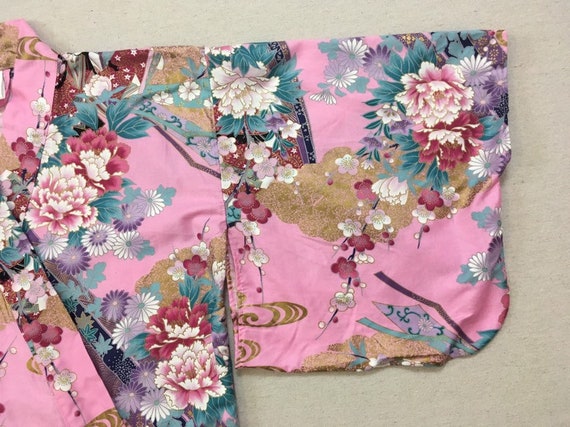 1980's, cotton kimono, in pink, with lavender, aq… - image 5