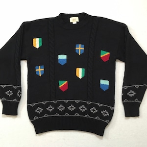 1980&#39;s, Italian wool, shield design sweater, in black