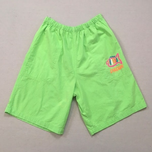 1990's, cotton, Cancun shorts, in neon green with neon pink, orange and blue image 1