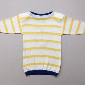1980's, 3/4 sleeve, anchor, tunic sweater, in white with yellow stripes and blue trim, by Catalina image 10