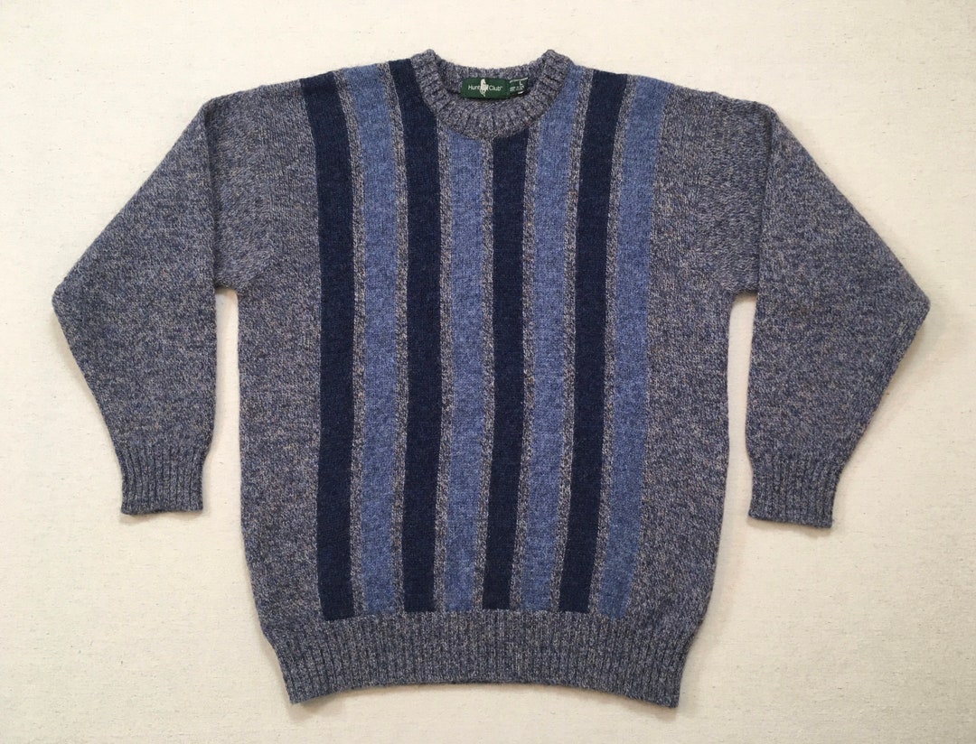 1990's Shetland Wool Sweater in Heathered Blue With - Etsy
