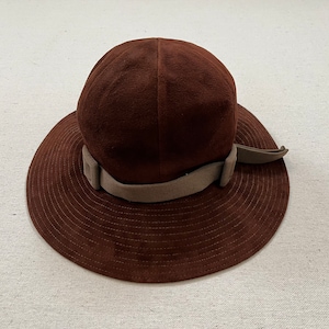 1970&#39;s, floppy, suede, buckle banded hat in espreso bean by Betmar