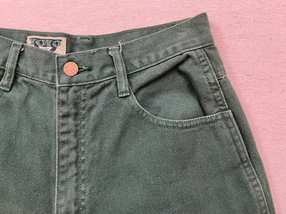 1990's, high waist jeans in forest green - image 5
