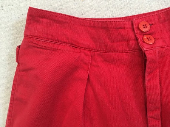 1980's, high waist, pleated front, chinos, in red… - image 3